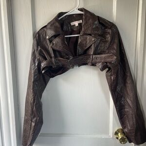 Croc dark brown ultra crop jacket